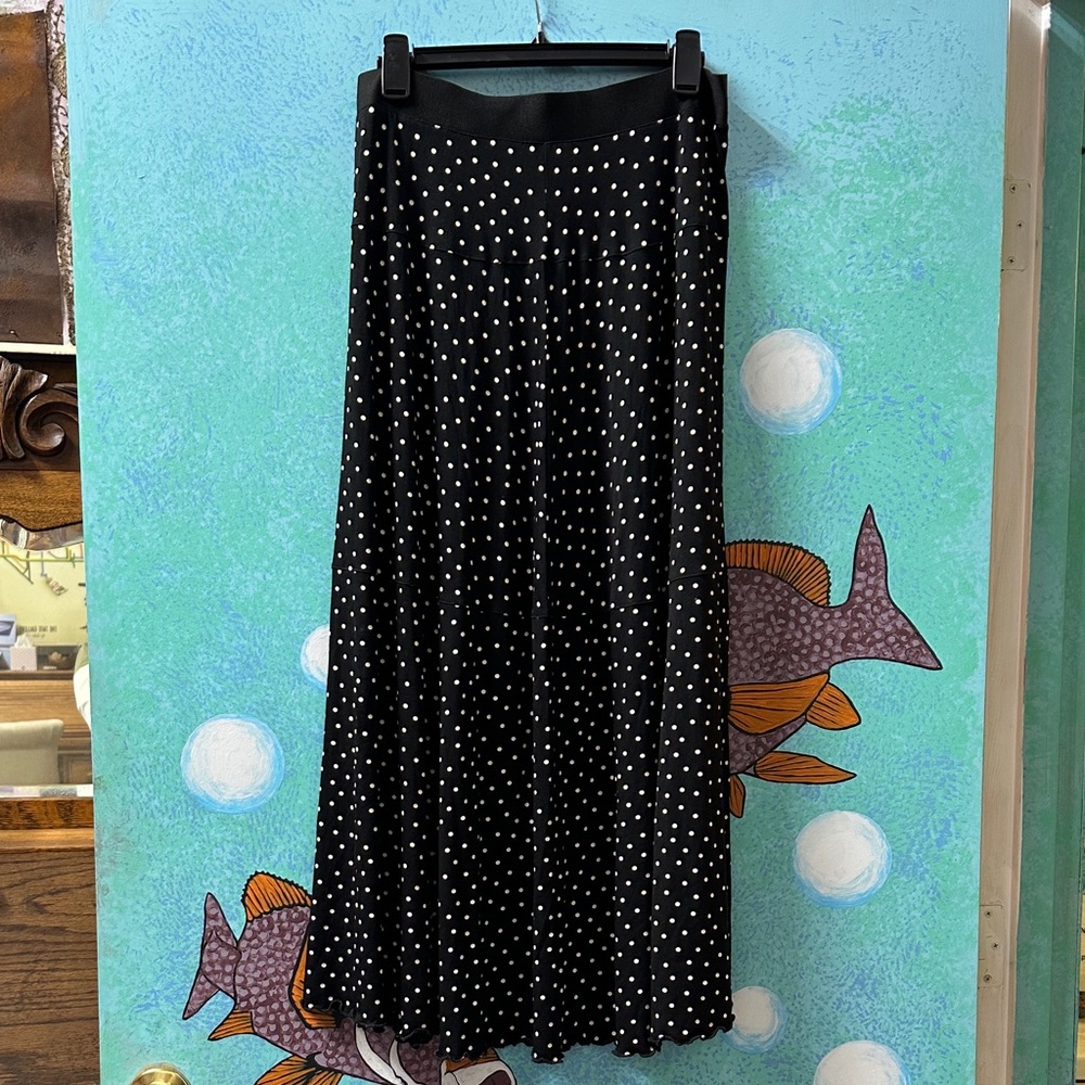 Gudrun Sjoden Black and White Polka Dot Maxi Skirt